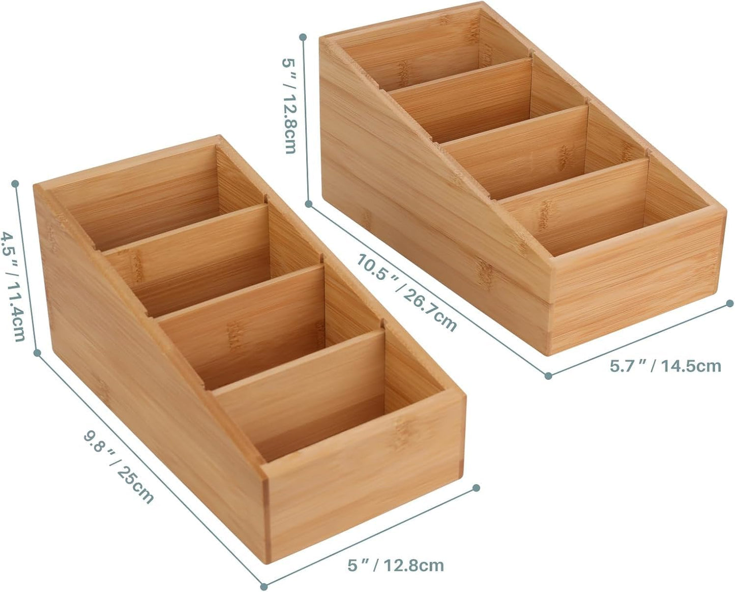 HTB 4-Section Snack Organizer with Removable Dividers for Kitchen, Cabinet, Office, Countertop, 2