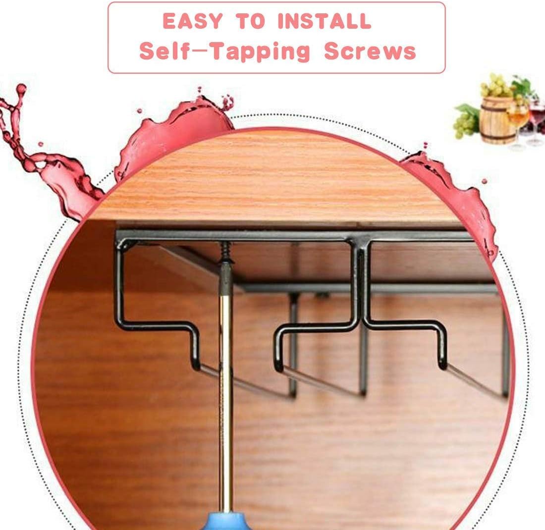 Wine Glass Rack Under Cabinet - Stemware Holder Metal Wine Glass Organizer Glasses Storage Hanger