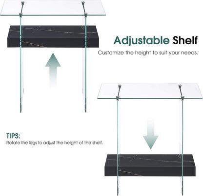 ivinta Glass Console Table with Storage, 31.5'' Modern Narrow Sofa Table for Small Space with