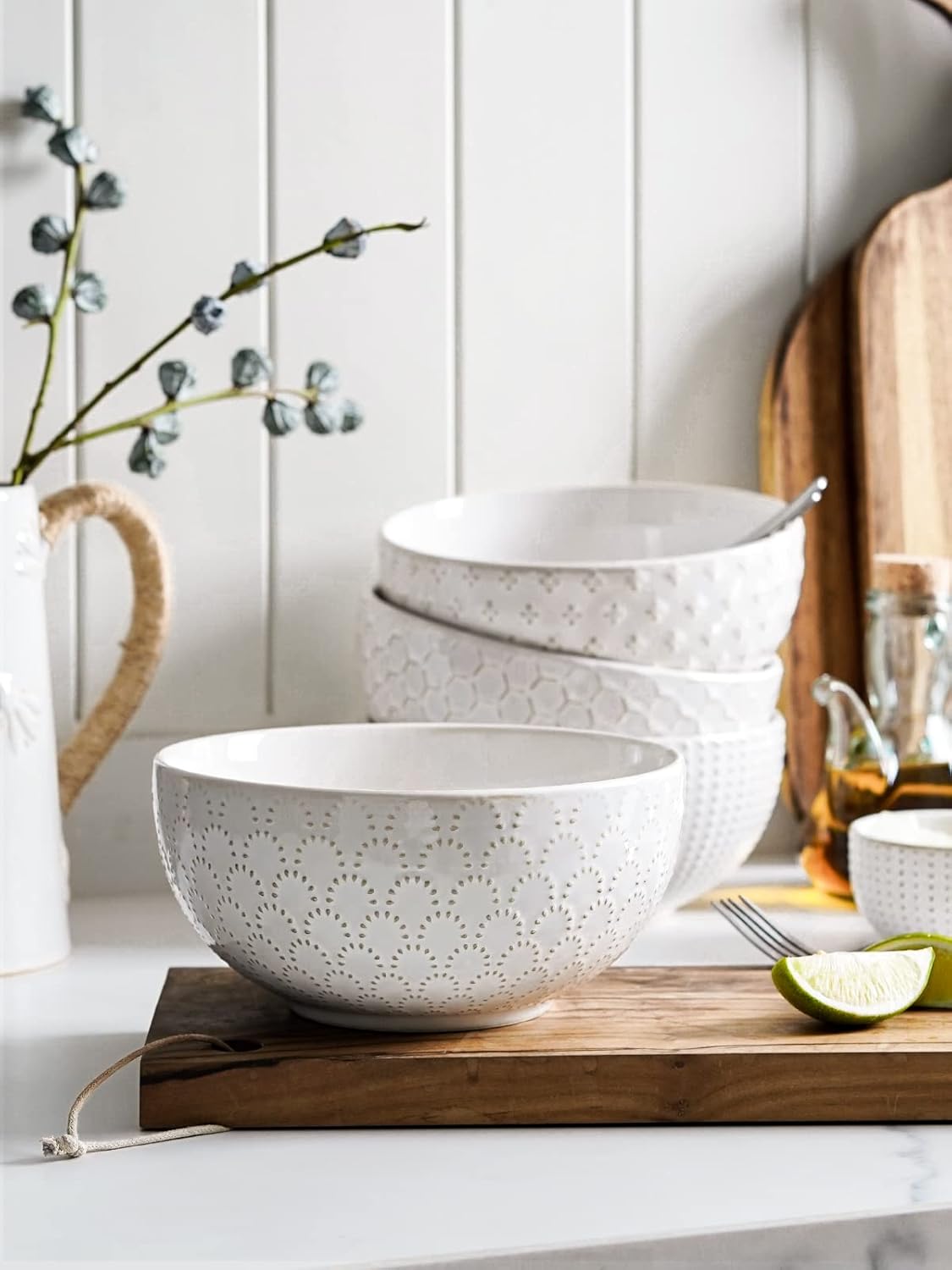 LE TAUCI Large Soup Bowl 42 OZ, Ceramic Kitchen Bowl Set for Soup, Pho, Chip, Pasta, Fruits, Salad