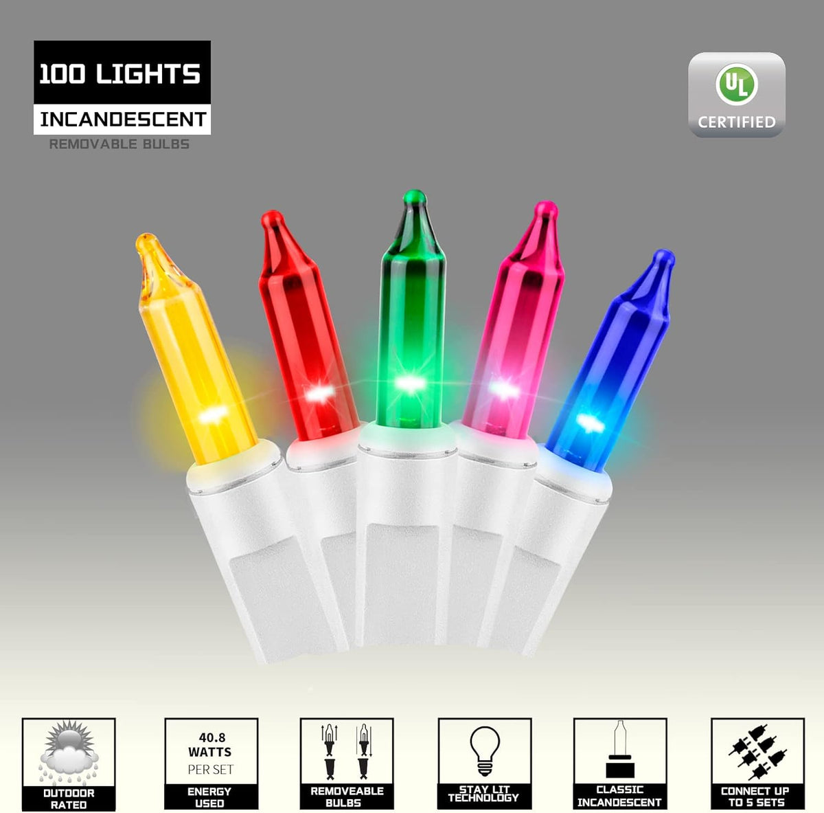 100LIGHTS Multi Easter Mini String Lights，Connectors Christmas Decorative Lights 19.6 UL Certified