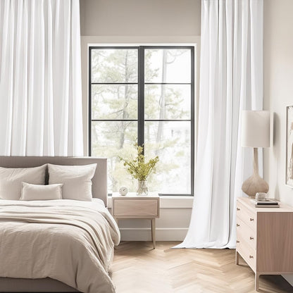 MIULEE Pure White Back Tab Blackout Curtains 84 Inch Length 2 Panels Set for Living Room Bedroom