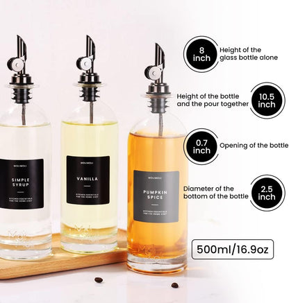 Molimoli Oil and Vinegar Dispenser with Metal Pour Spout, Weighted Pourer, Glass Bottle Dispenser