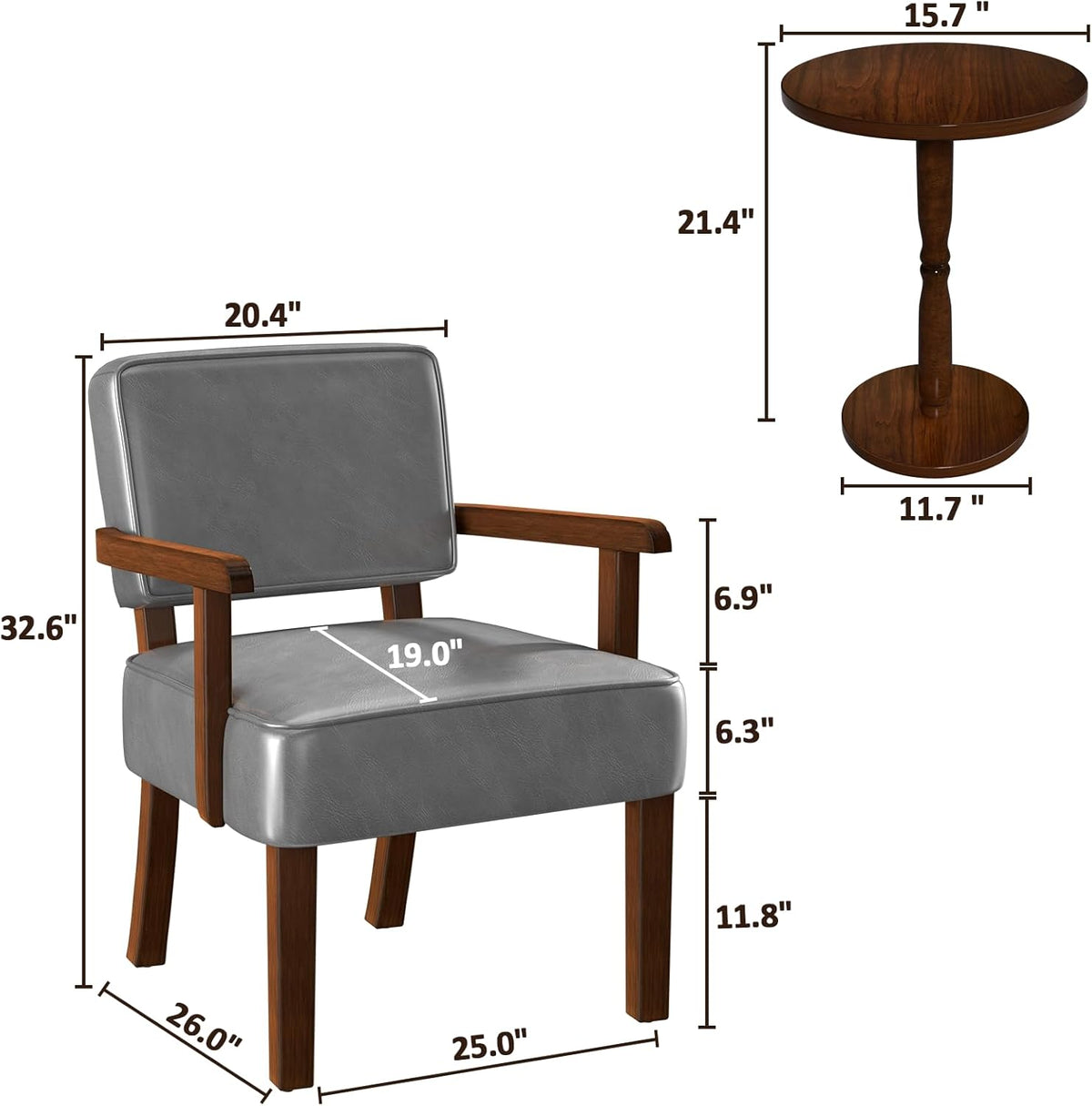 Accent Chair, PU Leather Oversized Living Room Chairs with Soft Seat and Armrests, Armchair for