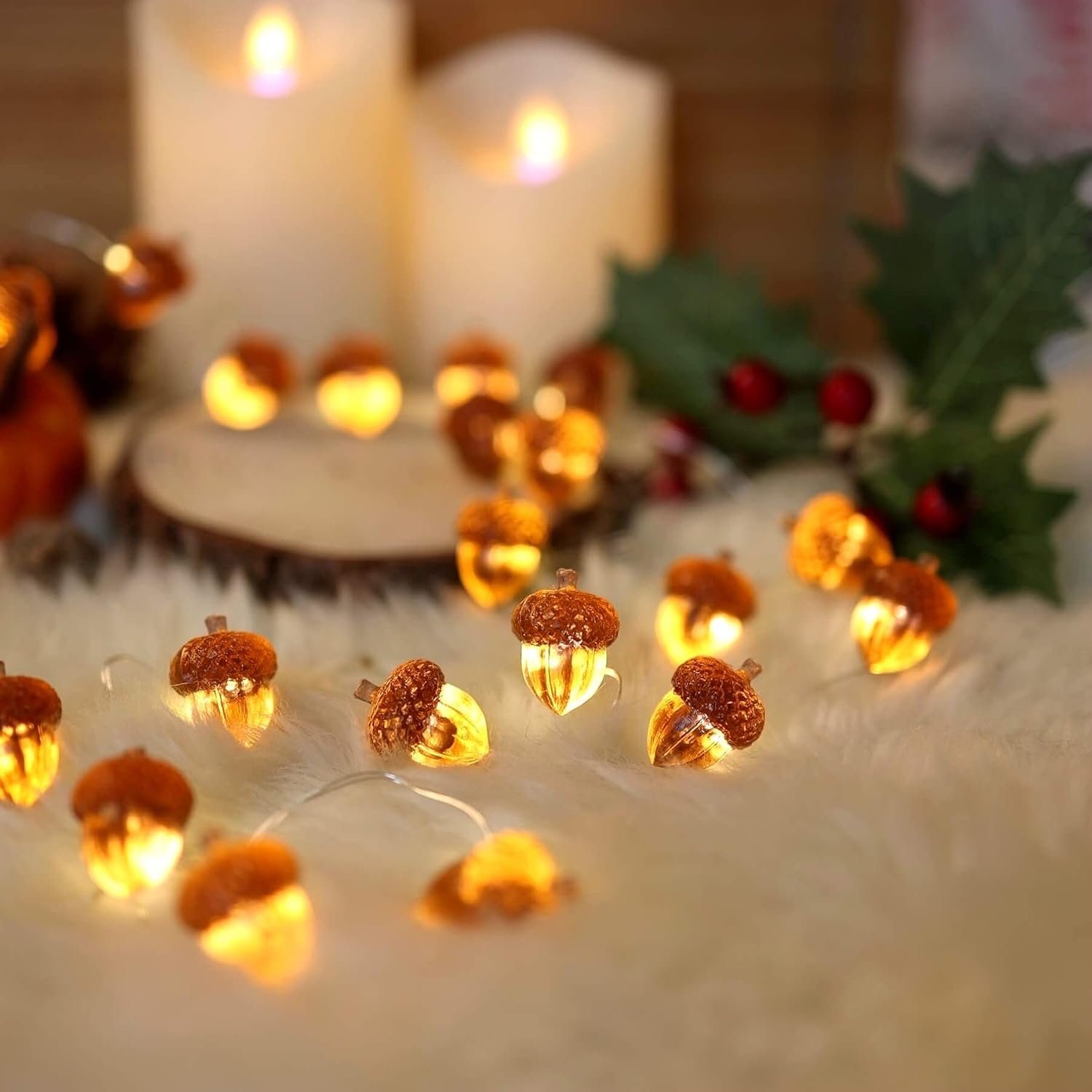 Thanksgiving Acorn Lights Fall Garland Decorative Fairy String Light Cute Novelty Lights 30 LEDs 10
