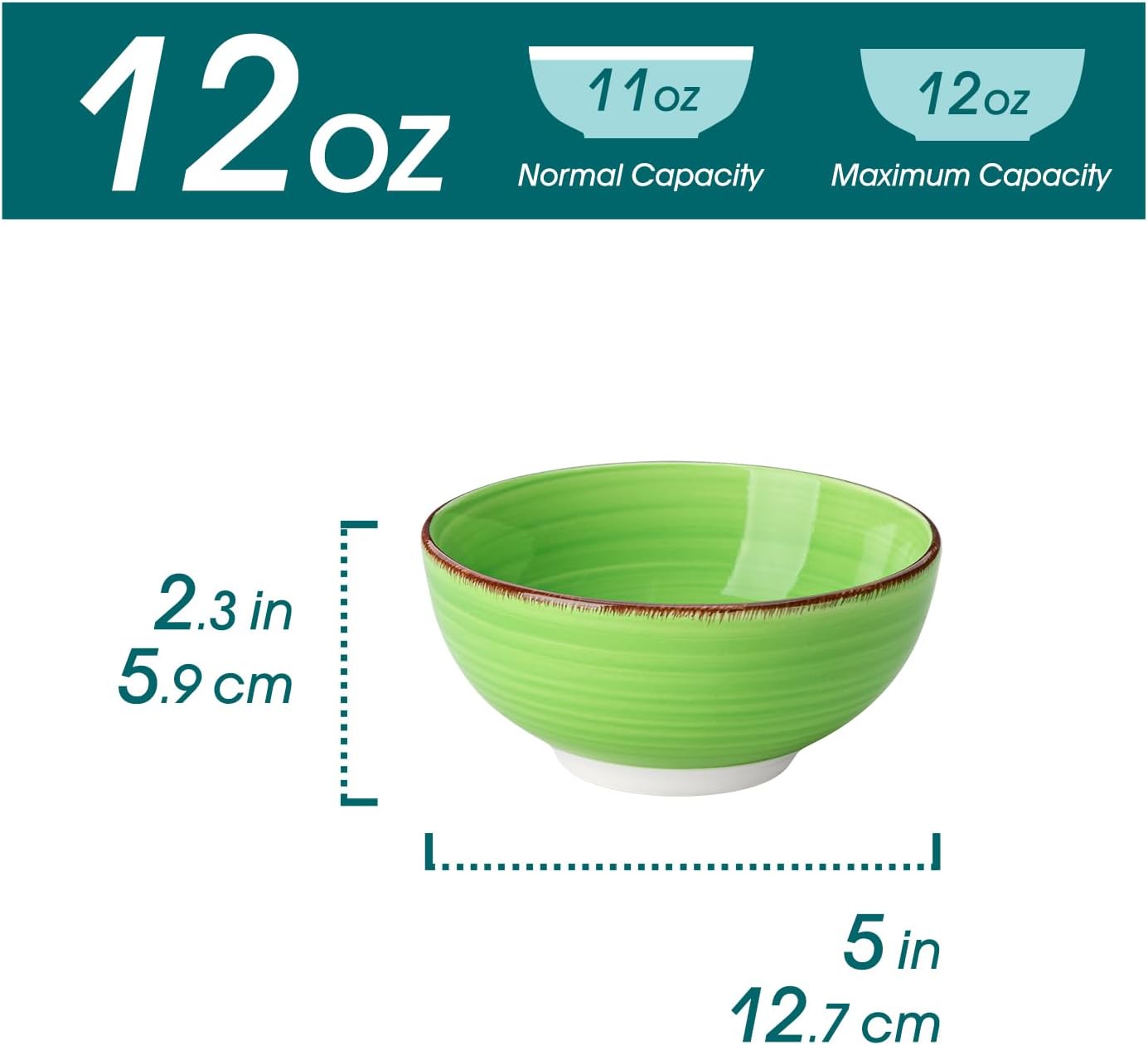vancasso Bonita 12 Oz Small Bowls Set of 6, Ceramic Mini Dessert & Dipping Dishes, 5" Kids Bowls
