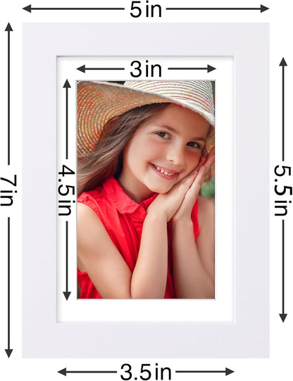 Vittanly 4x6 Picture Frames Set of 9, Shatter Resistant Plexiglass, Display 3.5x5 Pictures with Mat
