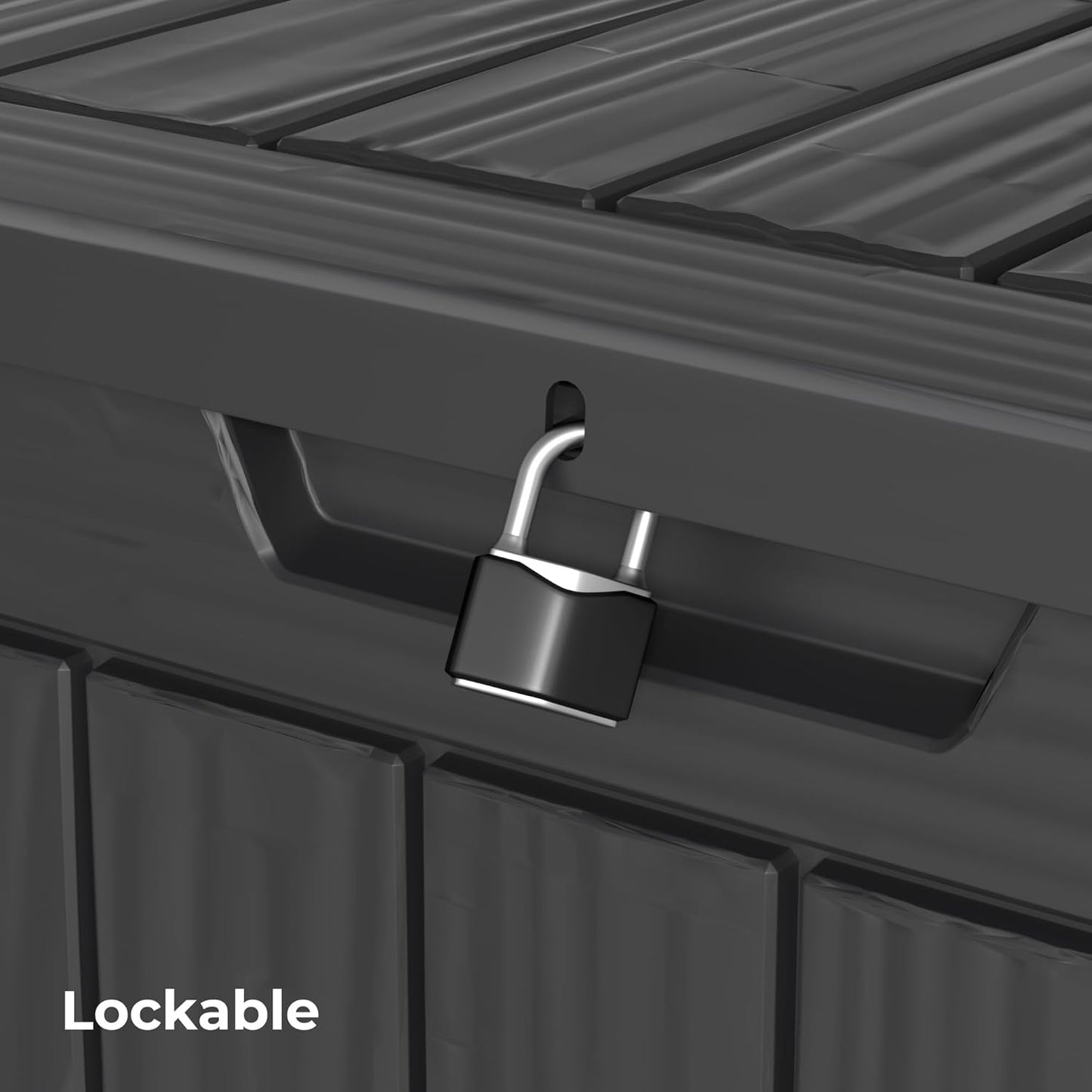 35 Gallon Outdoor Storage Box Waterproof Lockable Resin Deck Box Large, Patio Storage Bin for Pool
