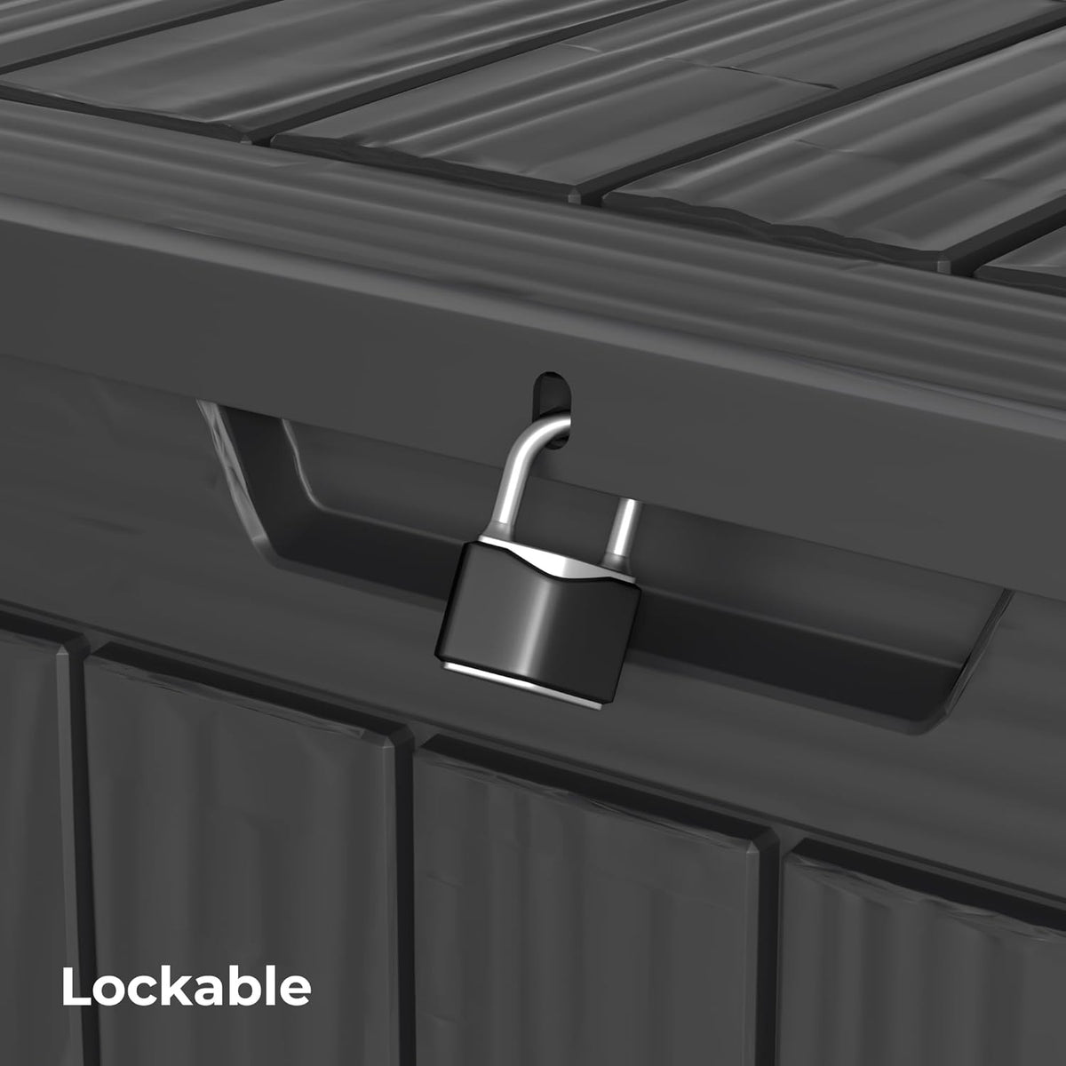 35 Gallon Outdoor Storage Box Waterproof Lockable Resin Deck Box Large, Patio Storage Bin for Pool
