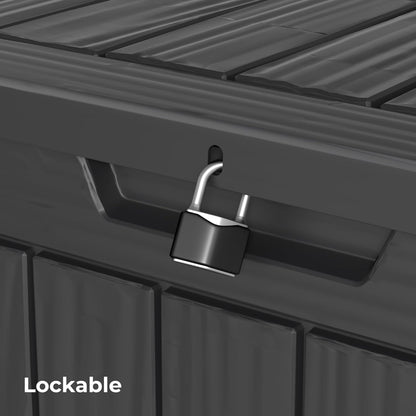 35 Gallon Outdoor Storage Box Waterproof Lockable Resin Deck Box Large, Patio Storage Bin for Pool