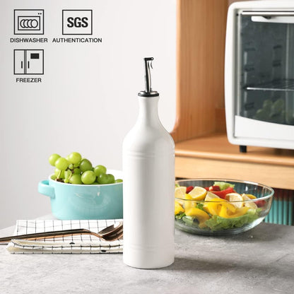 Sweejar Large Ceramic Olive Oil Dispenser Bottle, Opaque Oil Cruet Protects Oil to Reduce