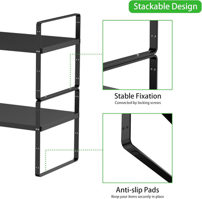 Expandable Cabinet Storage Shelf Stackable Organizer Rack for Kitchen Bathroom Pantry Spice