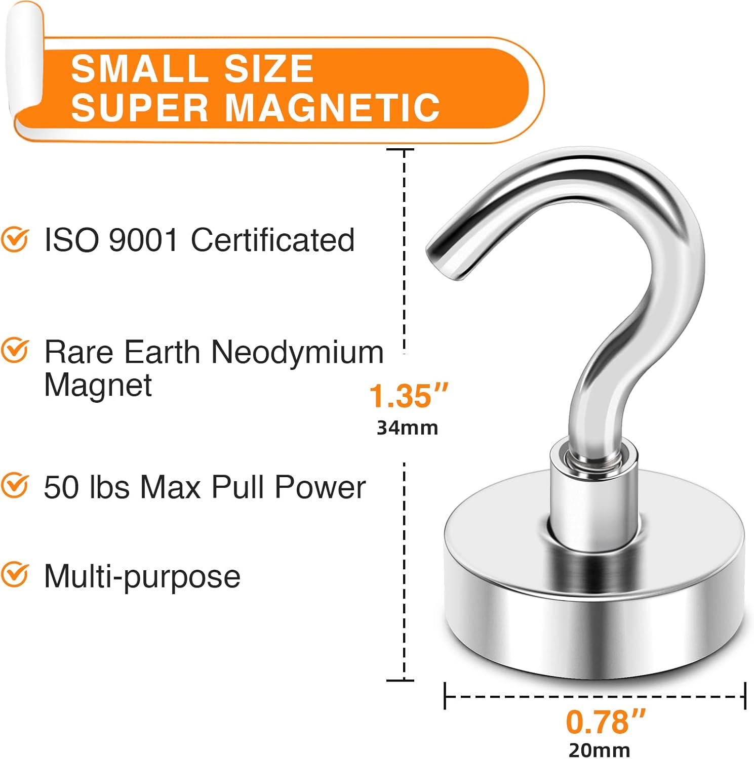 MIKEDE Magnetic Hooks Heavy Duty, 40 Lbs Magnet with Hooks for Cruise Cabins, Strong Magnets