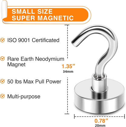 MIKEDE Magnetic Hooks Heavy Duty, 40 Lbs Magnet with Hooks for Cruise Cabins, Strong Magnets