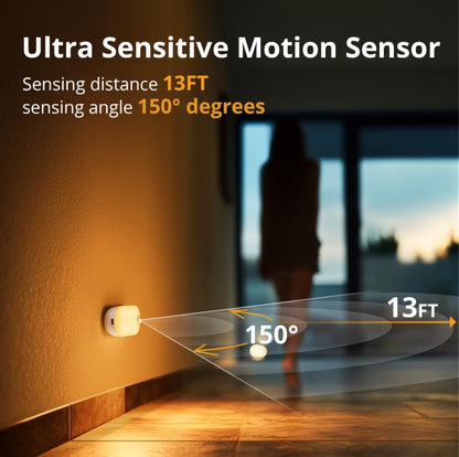 Lyridz Rechargeable Night Light with Motion Sensor, 1500mAh Battery Operated Nightlights, Stick-on