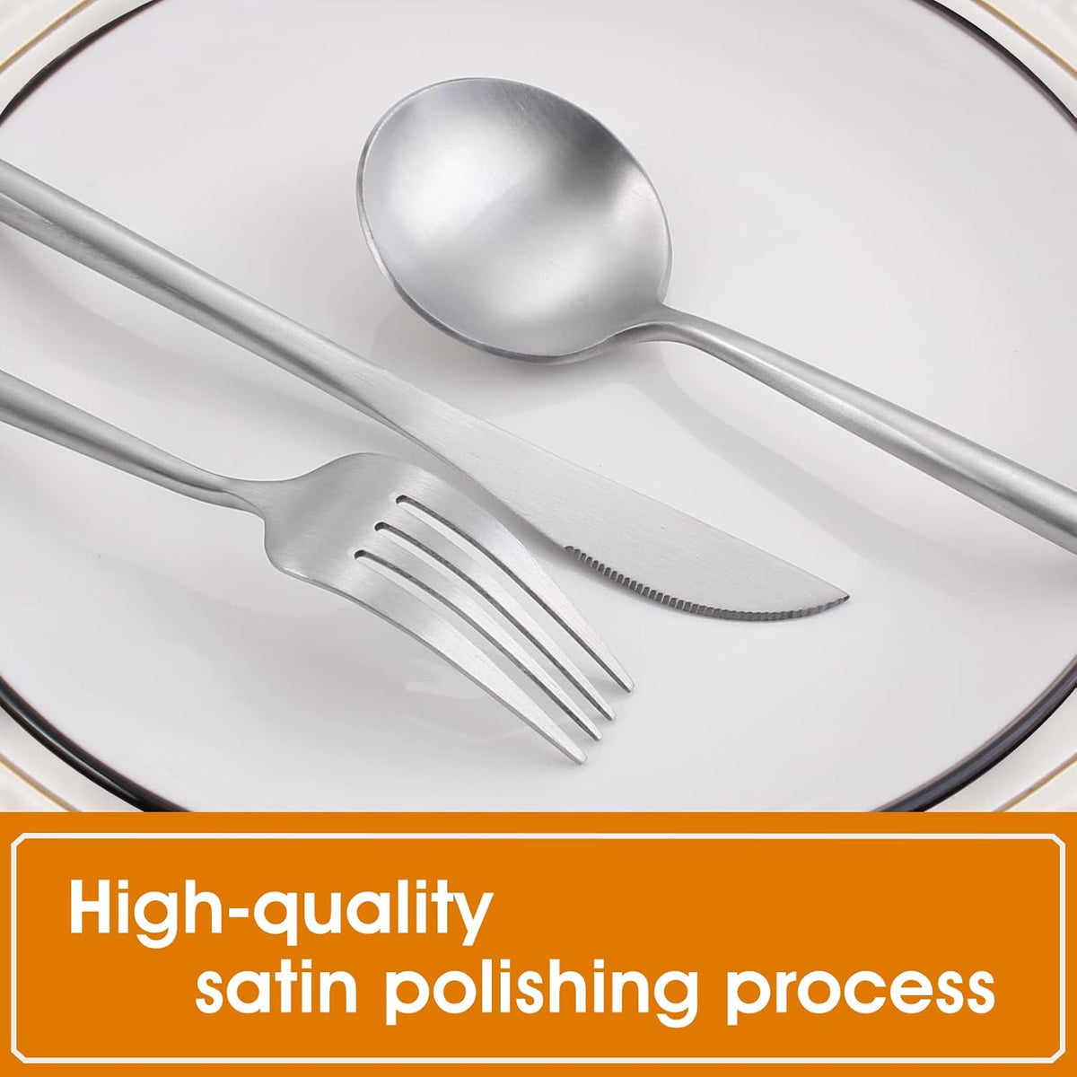 Matte Satin Finish Silverware Set, 40-Piece Tableware Cutlery Set, Utensils Set Service for 8