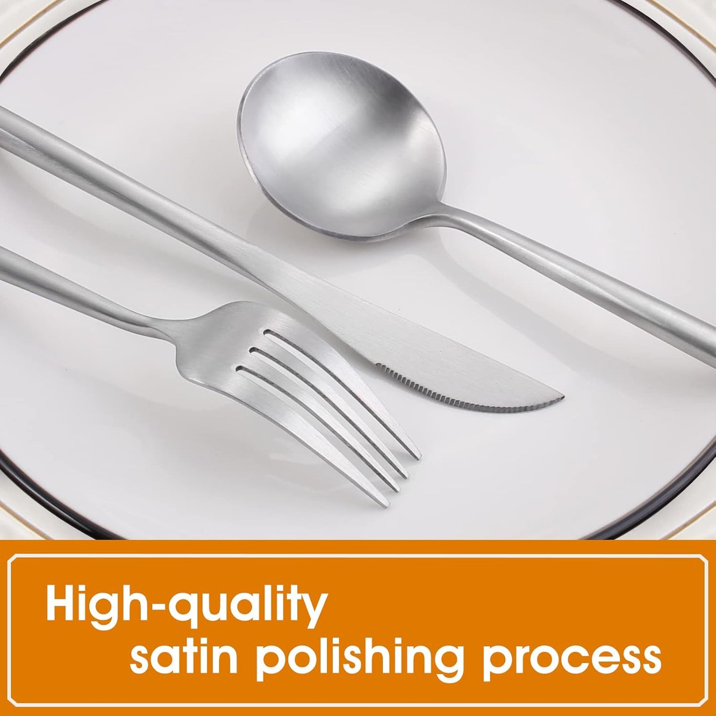 Matte Silverware Set, 20-Piece Stainless Steel Flatware, Tableware Cutlery Service for 4, Satin