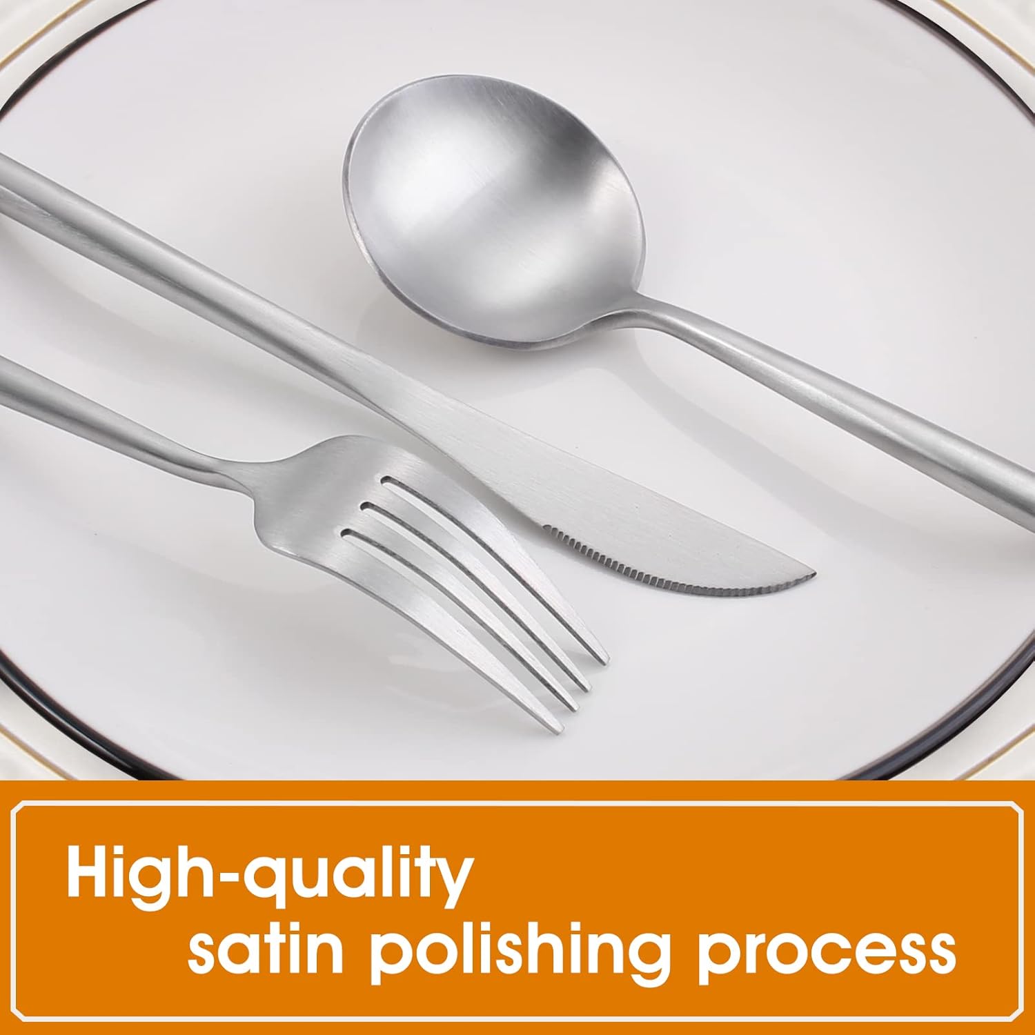 Matte Silverware Set, 20-Piece Stainless Steel Flatware, Tableware Cutlery Service for 4, Satin