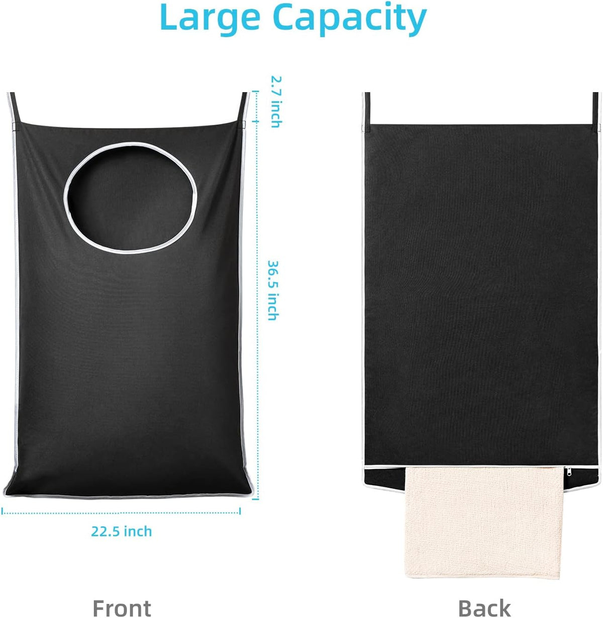 KEEPJOY 2 Pack Door Hanging Laundry Hamper, XL Hanging Bag with Large Opening and 2 Hooks for Whole