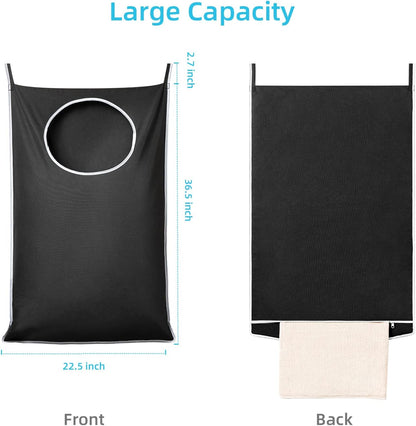 KEEPJOY XL Black Door Hanging Laundry Hamper, Large Size 36.5X22.5 inch Hanging Laundry Bag with