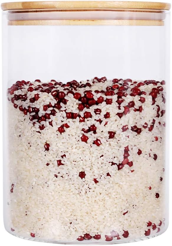 Large Glass Food Storage Container, 100 FL OZ (3000ml) Glass Food Canister with Airtight Bamboo