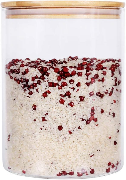 Large Glass Food Storage Container, 100 FL OZ (3000ml) Glass Food Canister with Airtight Bamboo