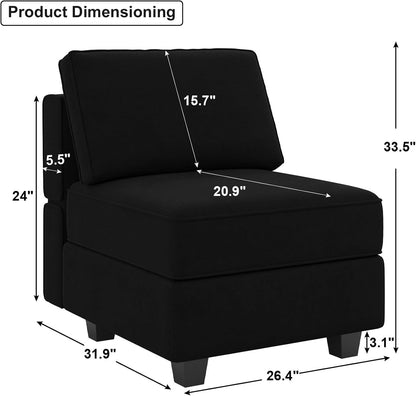 Belffin Modular Sofa Middle Module with Storage Accent Armless Chair for Modular Sectional Sofa