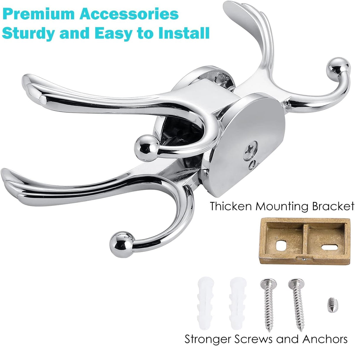 Heavy Duty Swivel Coat Hook Space Saving Towel Rope Hook Wall Mount Triple Swing Arms for RV