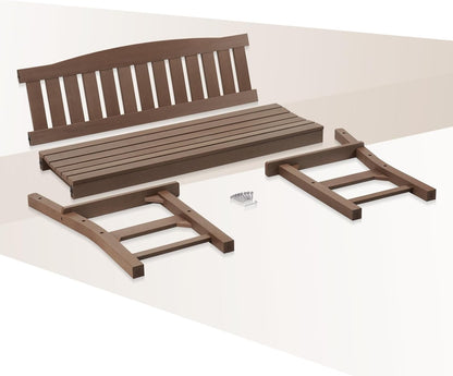 Psilvam 3-Person Outdoor Memorial Bench, All-Weather Poly Lumber Garden Bench, Rot-Resistant