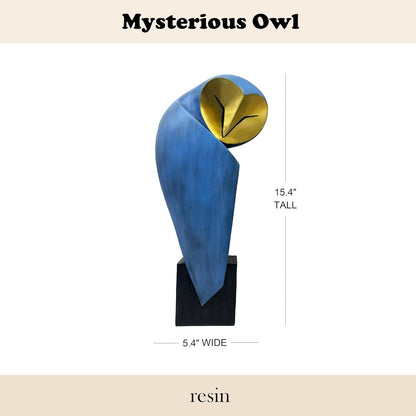 Mid-Century Modern 15 Inch Resin Owl Sculpture - Handmade Vintage Home Decor Statue for