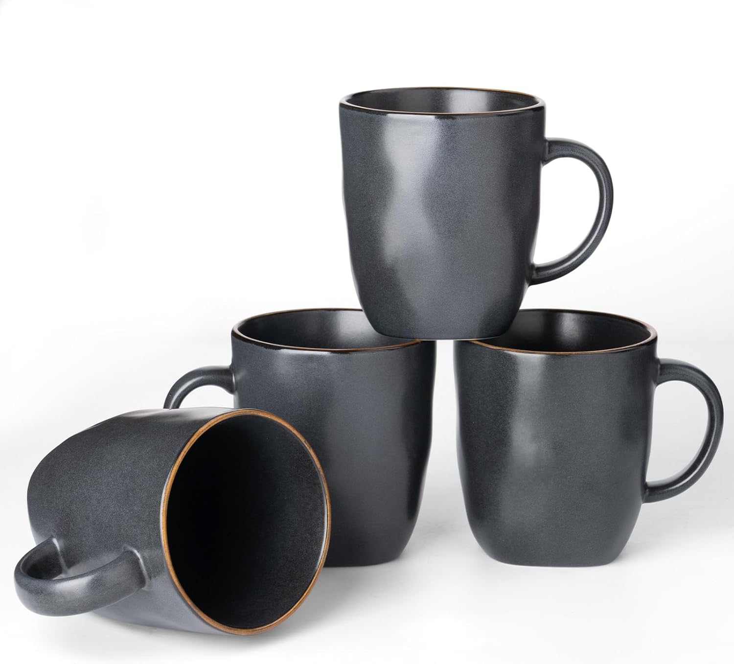 famiware Coffee Mugs Set of 4, Ocean Square 13oz Coffee Cup Set with Handle for Cocoa, Milk, Hot