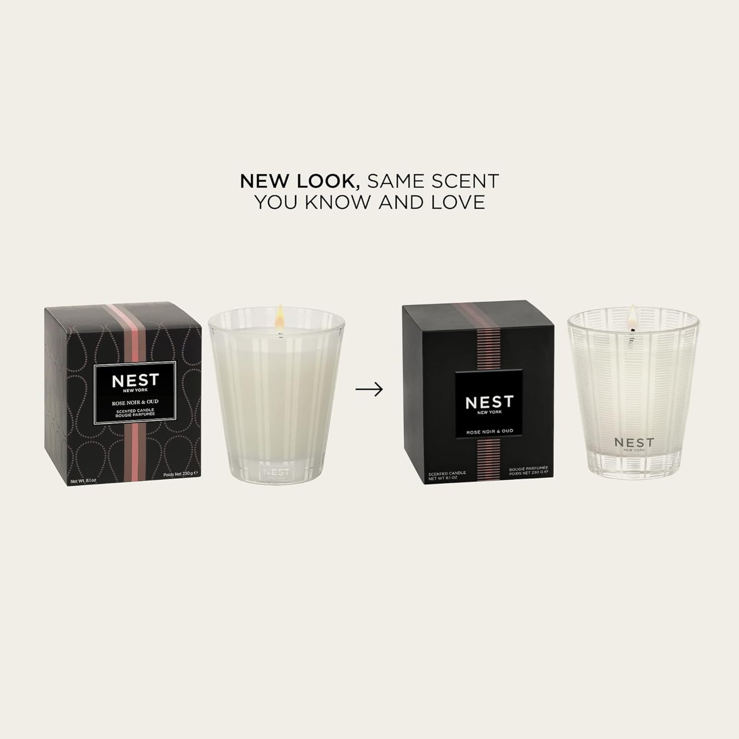 NEST New York Scented Classic Candle, Rose Noir & Oud - 8.1 oz - Up to 60-Hour Burn Time - Reusable