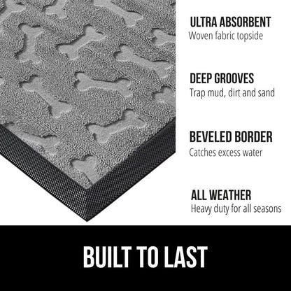 GORILLA GRIP 100% Waterproof All-Season WeatherMax Doormat, 47x35, US Designed Natural Rubber