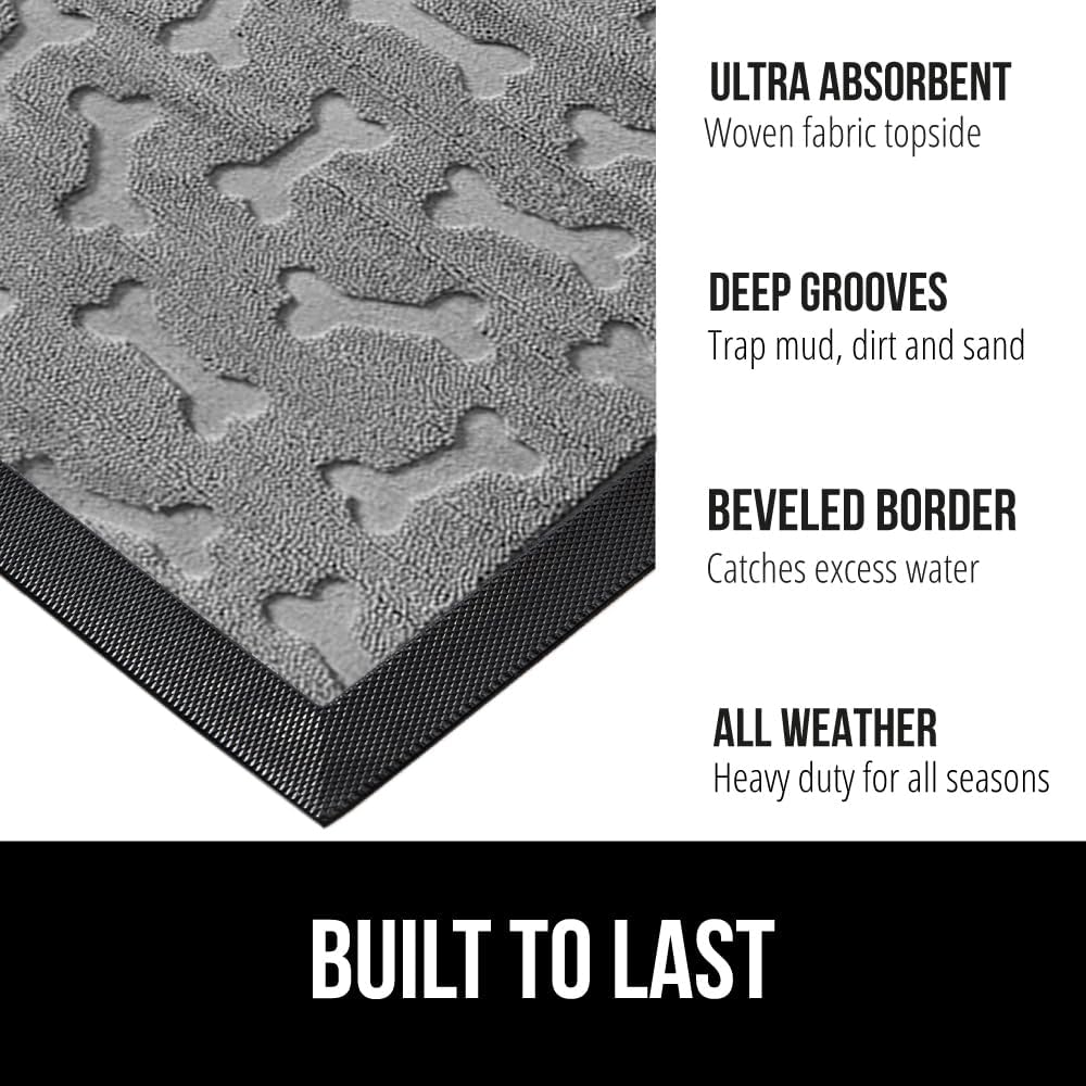 GORILLA GRIP 100% Waterproof All-Season WeatherMax Doormat 35x23, US Designed Natural Rubber, Stain