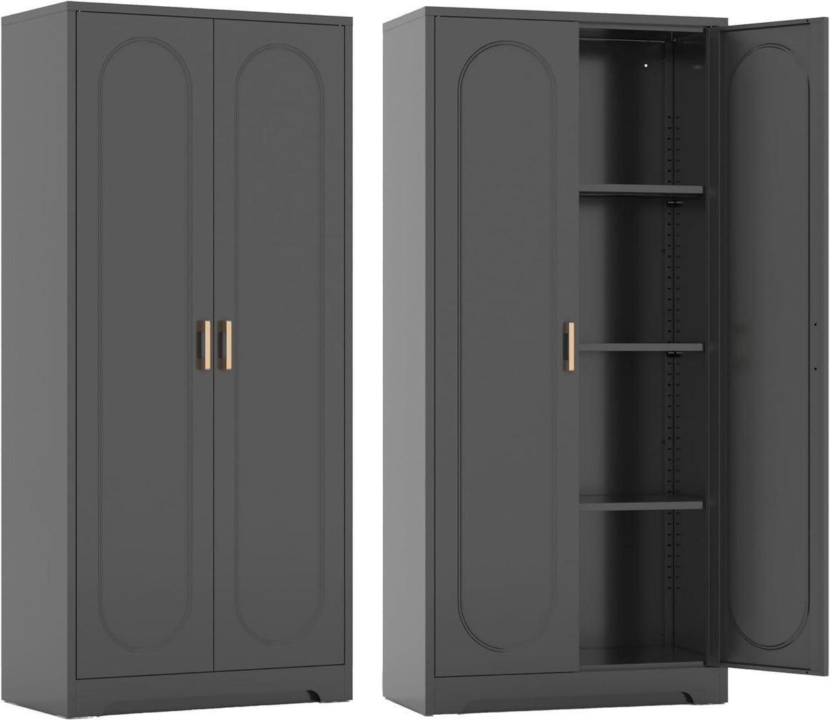 Metal Kitchen Storage Cabinets,60”Pantry Cabinet with Doors and 4 Adjustable Shelves,Tall Black