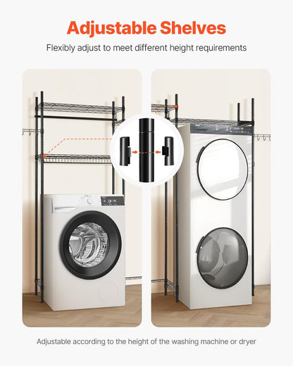 VEVOR Over The Washer and Dryer Storage Shelf, 4 Tier Laundry Room Drying Rack with Hanger Rod and