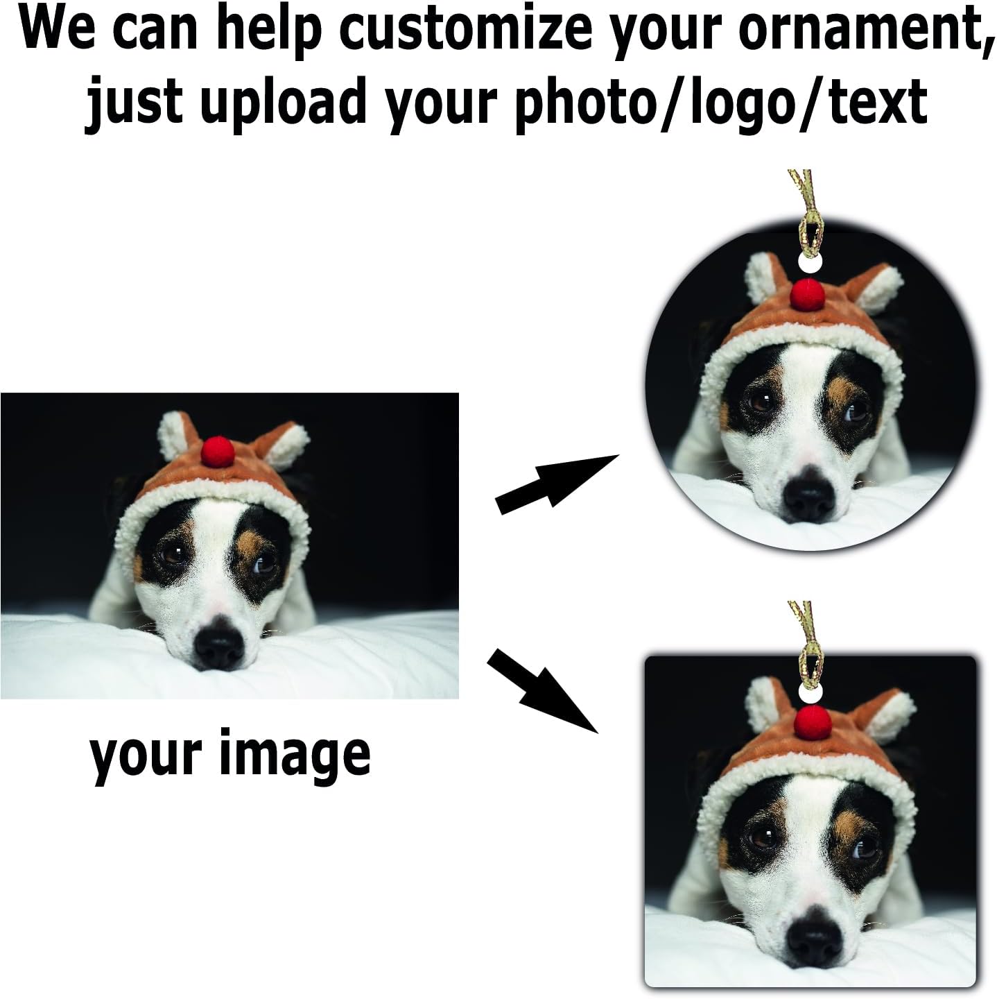 Personalized Christmas Ornament, Add Photo Text or Art Design and Make Your own Customized