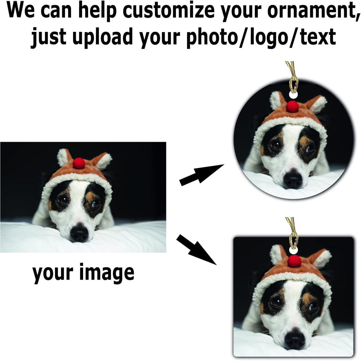 Personalized Christmas Ornament, Add Photo Text or Art Design and Make Your own Customized 3”
