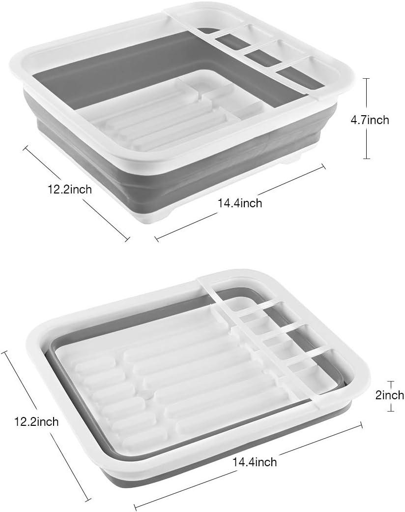 THANSTAR Collapsible Dish Drying Rack Portable Dinnerware Drainer Organizer for Kitchen RV Campers