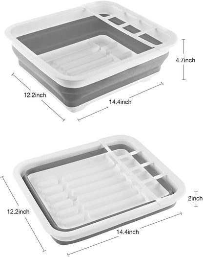 THANSTAR Collapsible Dish Drying Rack Portable Dinnerware Drainer Organizer for Kitchen RV Campers