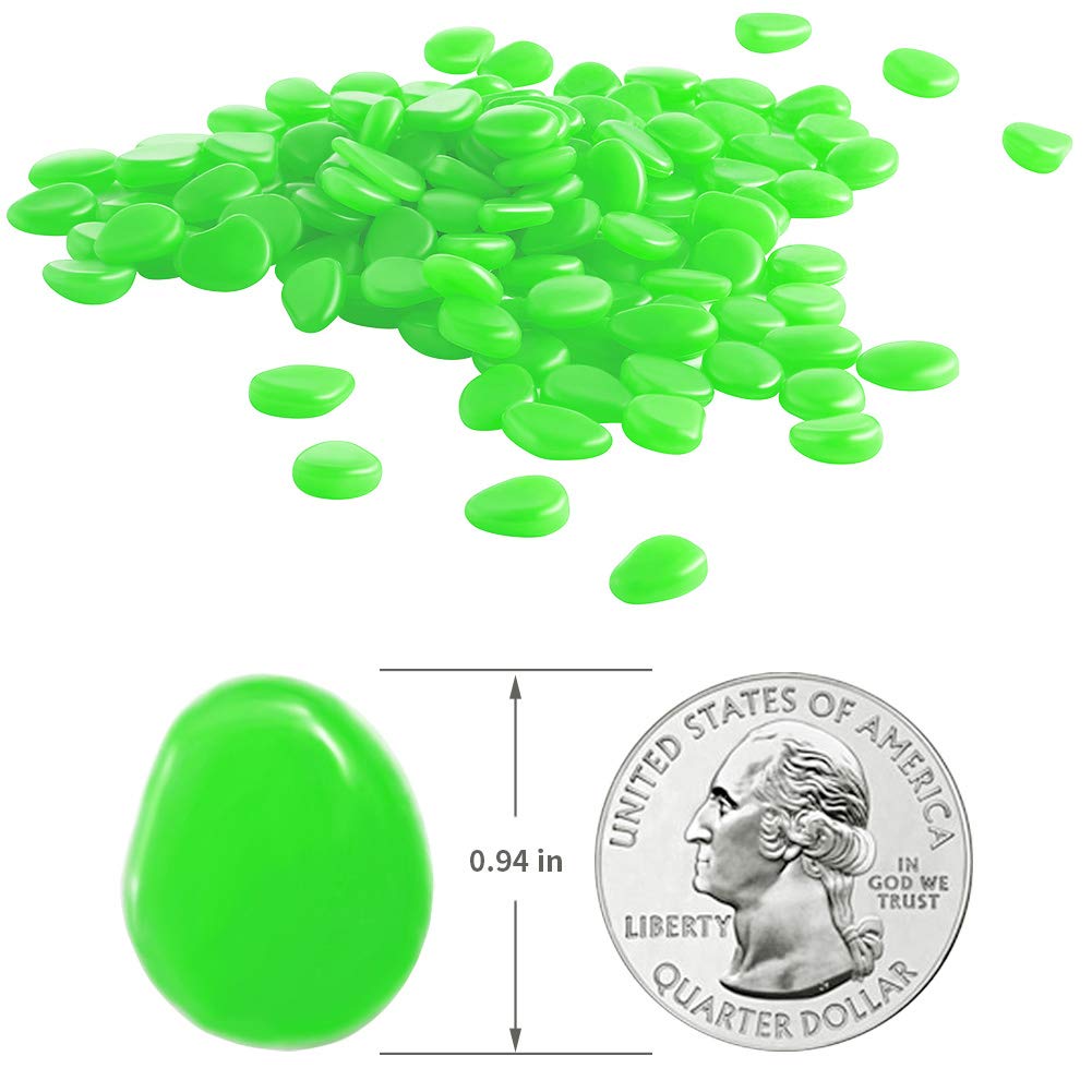 Glow Pebbles Green, 480 pcs Green Glowing Rocks for Outdoor Decor, Garden Lawn Yard, Aquarium