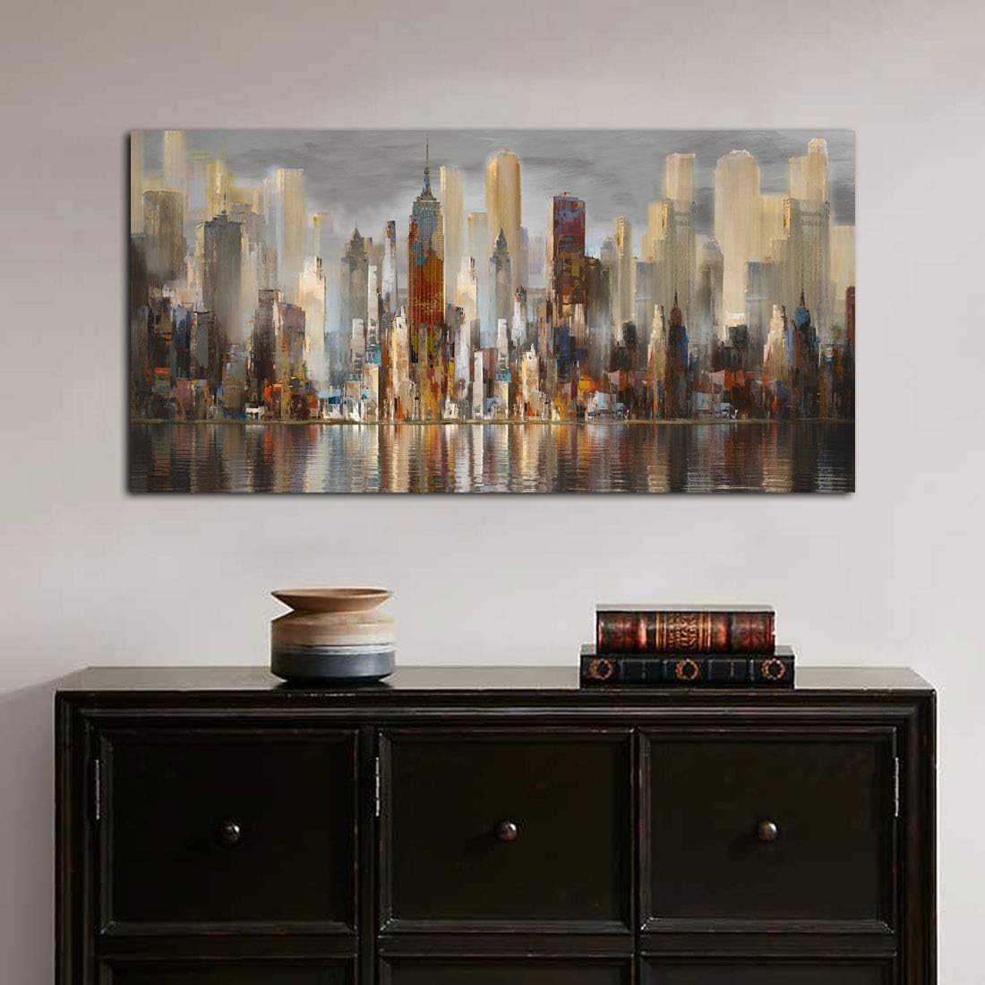 Wall Decorations Framed Large Cityscape New York Wall Decor Canvas Prints Abstract Brown City Theme
