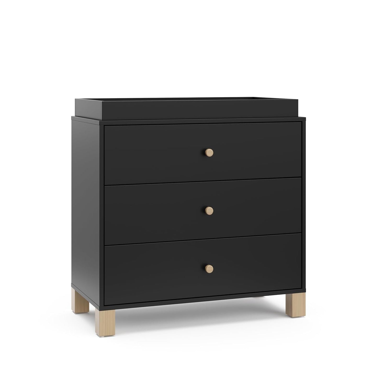 Storkcraft California 3-Drawer Chest with Removable Changing Topper (Black with Driftwood)