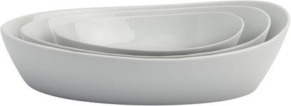 Denmark White Porcelain Chip Resistant Scratch Resistant Commercial Grade Serveware, 3 Piece Oval
