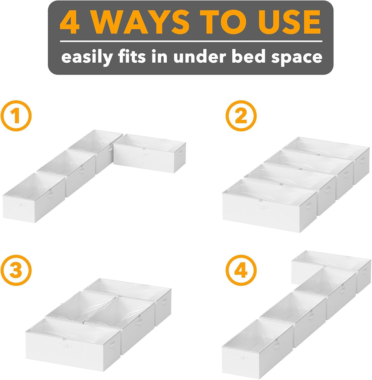 SpaceAid 4 Pack 10" High Under Bed Storage Containers, Large Underbed Storage Organizer Bins with