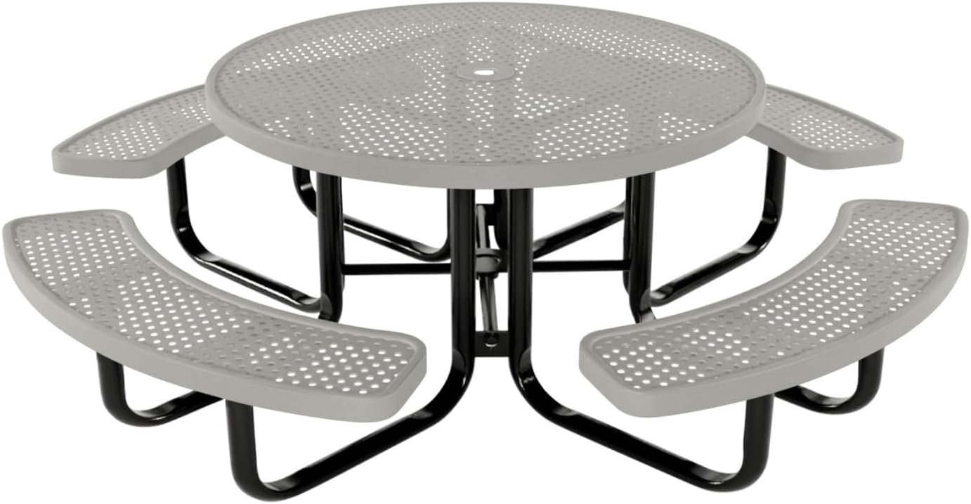 Coated Outdoor Furniture Heavy-Duty Portable Outdoor Kids Table with Umbrella Hole, Punched Steel