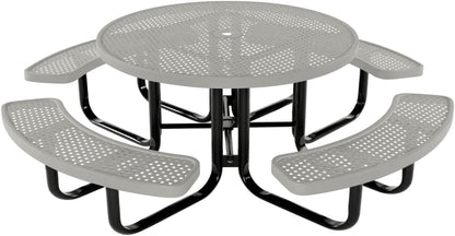 Heavy-Duty Portable Outdoor Kids Table with Umbrella Hole, Punched Steel Kids Picnic Table