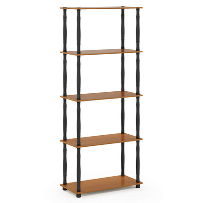 Furinno TURN-S-TUBE Storage Shelves, 5-Tier Book Shelf, Corner Shelf, Toolless Open Shelves
