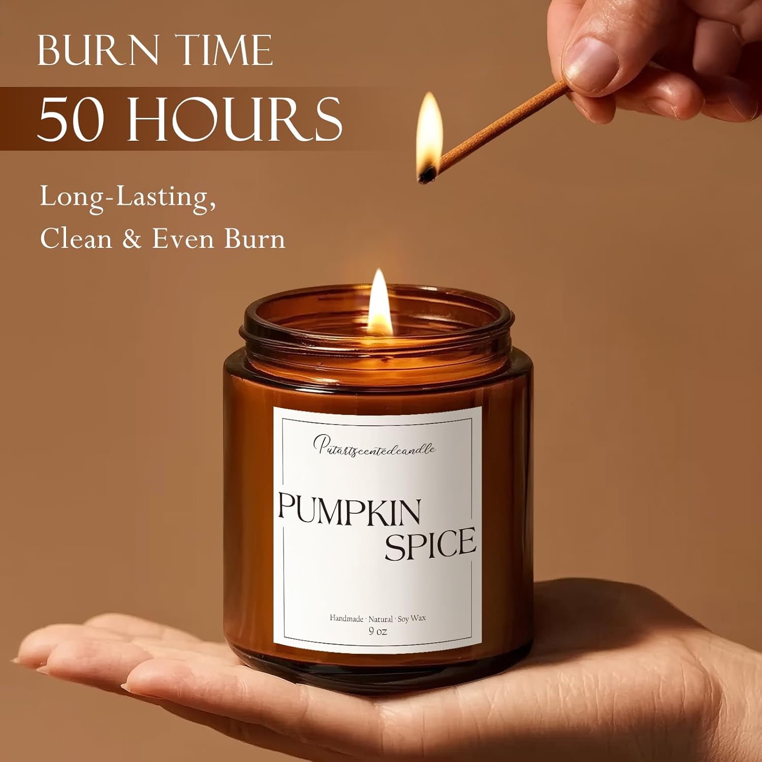 Pumpkin Spice Scented Candles for Home, Natural Soy Wax Aromatherapy Non Toxic Pumpkin Fall Candle