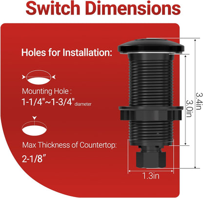APIELE Garbage Disposal Air Switch Kit, Sink Top Push Button Switch for Food Waste Disposer, UL